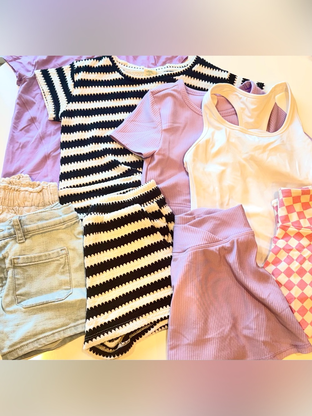 9 Piece Girls Bundle - matching set, tops, skirts & shorts